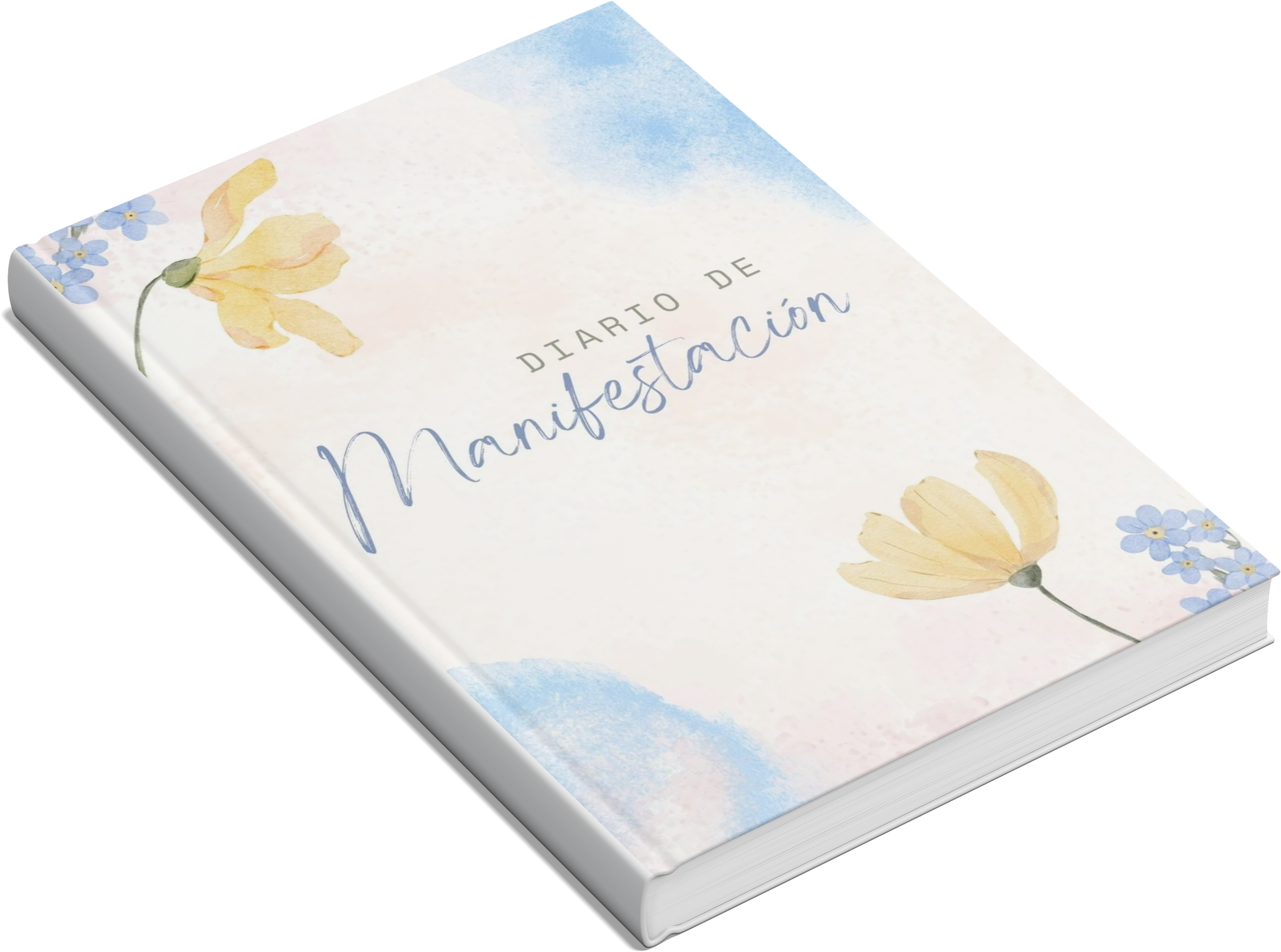 Diario de manifestación flor y acuarela azul